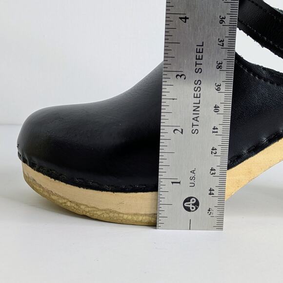 Sven Black Leather Mules with Wooden Heel - Picture 14 of 16